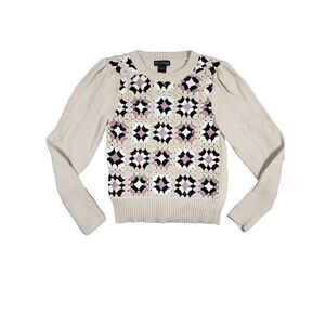 Design 365 VTG Floral Crochet Grannycore Girly Chic 70's‎ Boho Sweater Sz S